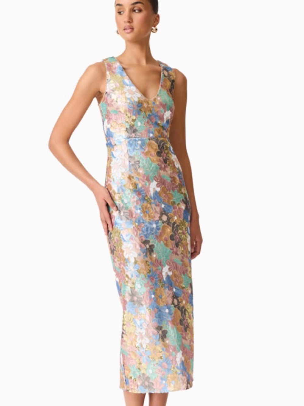 ELLIATT Athea Sequin Midi Dress in Floral Size S NWT